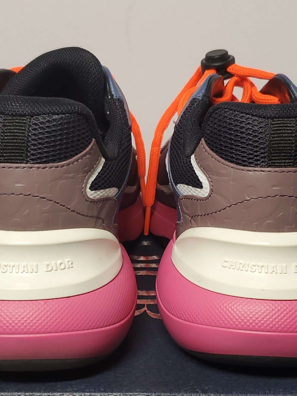 Authentic Dior Multicolor Runner Sneakers Pink Sole & Orange Laces Size 39 - Picture 7 of 12